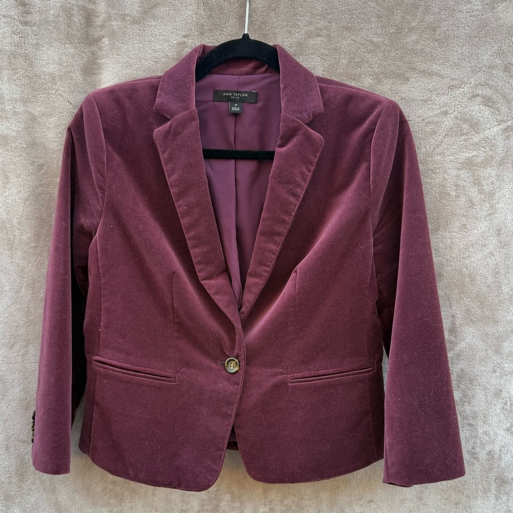 Ann Taylor Burgundy Velvet Blazer